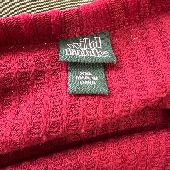 Wild fable Berry Red waffle knit crop longs leeve pullover tee size XXL college - Picture 3 of 14